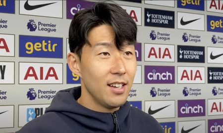 Tottenham and South Korea Forward Son Heung-Min being interviewed after Tottenham's 5-1 win against Shakhtar Donetsk in a pre-season friendly.