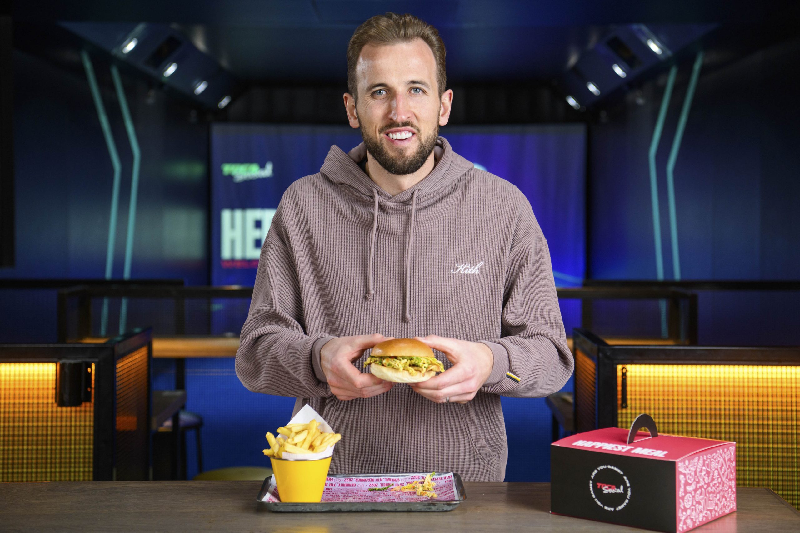 Harry Kane and his new burger The Record Breaker